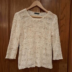 Willi Smith Crochet Scoopneck Sweater Ivory Cotton